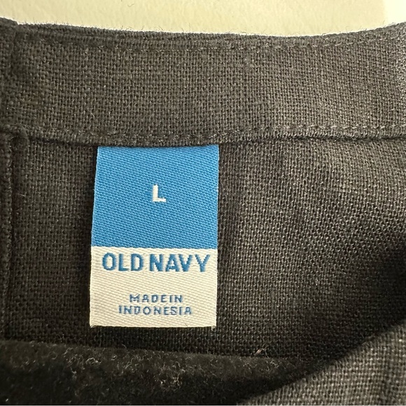 Old Navy Black linen blend Mini Dress Sleeveless Crew Neck Sz L NWT - Picture 6 of 9